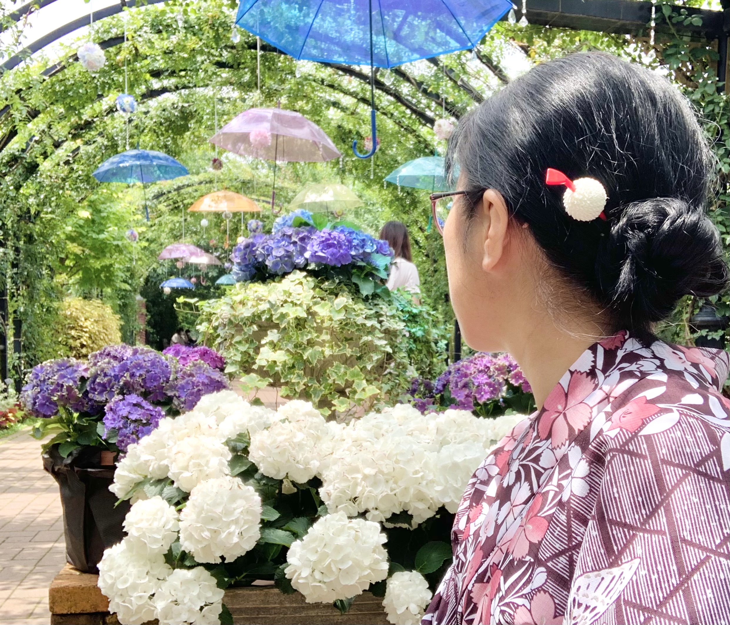 梅雨限定！吊り傘と花コラボ